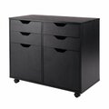 Winsome Wood 15.1 x 14.7 x 13.7 in. Halifax 2 Section Mobile Storage Cabinet, Black 20622